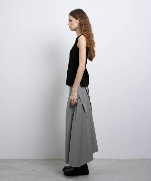 LANVIN en Bleu / ランバン オン ブルー ロング・マキシ丈スカート | ウールギャバランダムタックスカート | 詳細14