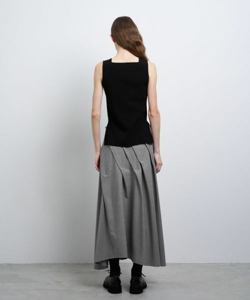 LANVIN en Bleu / ランバン オン ブルー ロング・マキシ丈スカート | ウールギャバランダムタックスカート | 詳細15