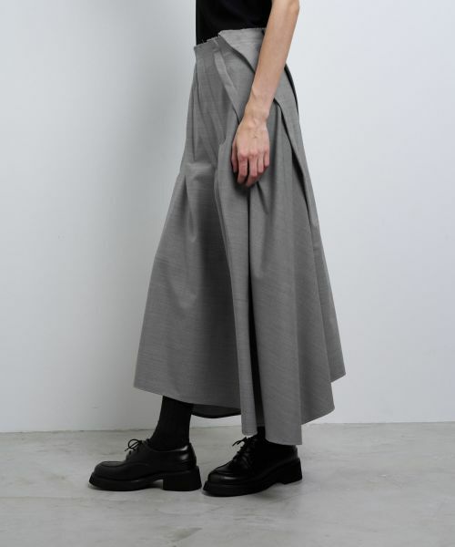 LANVIN en Bleu / ランバン オン ブルー ロング・マキシ丈スカート | ウールギャバランダムタックスカート | 詳細16
