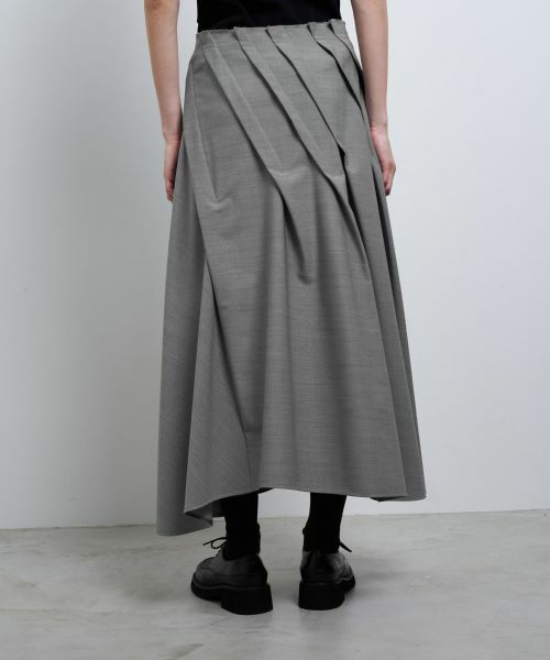 LANVIN en Bleu / ランバン オン ブルー ロング・マキシ丈スカート | ウールギャバランダムタックスカート | 詳細17