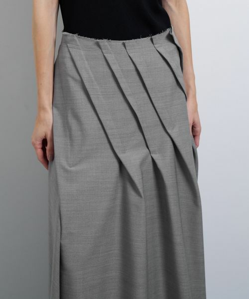 LANVIN en Bleu / ランバン オン ブルー ロング・マキシ丈スカート | ウールギャバランダムタックスカート | 詳細18