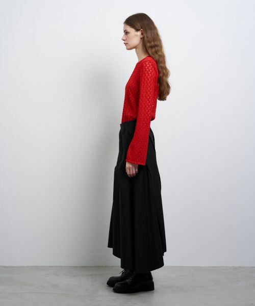 LANVIN en Bleu / ランバン オン ブルー ロング・マキシ丈スカート | ウールギャバランダムタックスカート | 詳細2