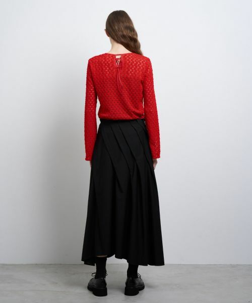 LANVIN en Bleu / ランバン オン ブルー ロング・マキシ丈スカート | ウールギャバランダムタックスカート | 詳細3