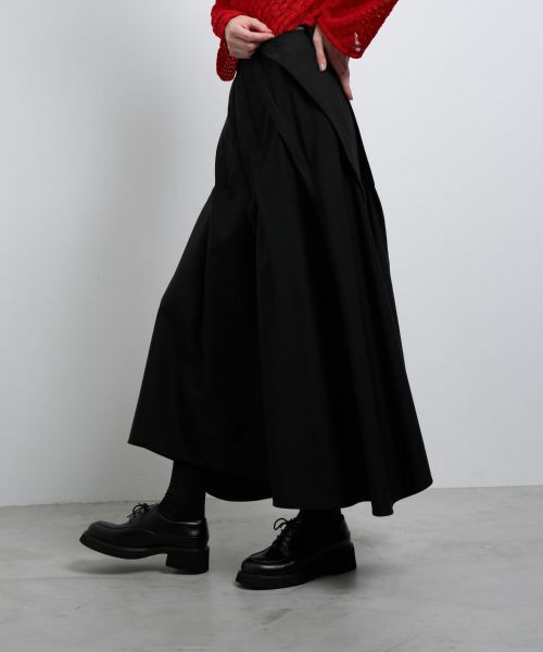 LANVIN en Bleu / ランバン オン ブルー ロング・マキシ丈スカート | ウールギャバランダムタックスカート | 詳細4