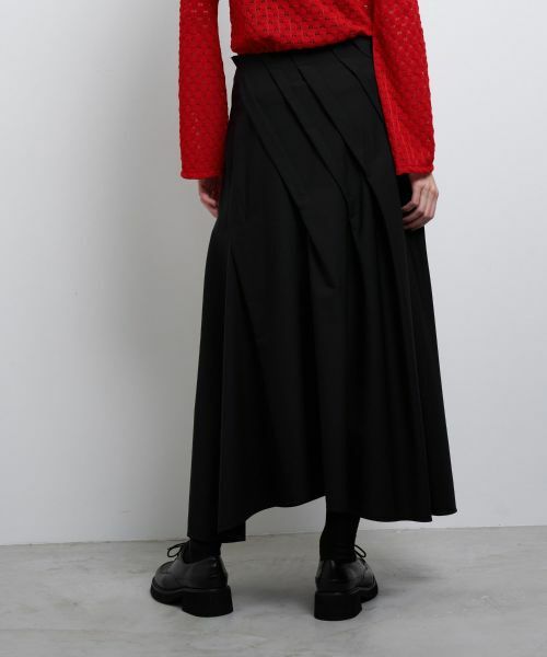 LANVIN en Bleu / ランバン オン ブルー ロング・マキシ丈スカート | ウールギャバランダムタックスカート | 詳細5