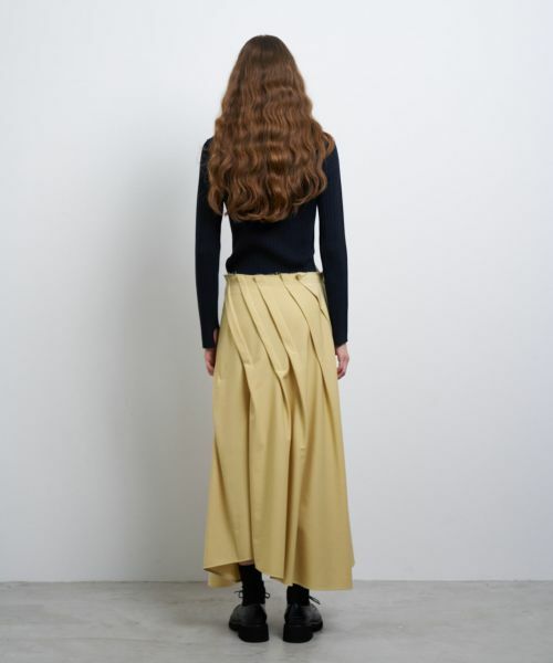 LANVIN en Bleu / ランバン オン ブルー ロング・マキシ丈スカート | ウールギャバランダムタックスカート | 詳細8