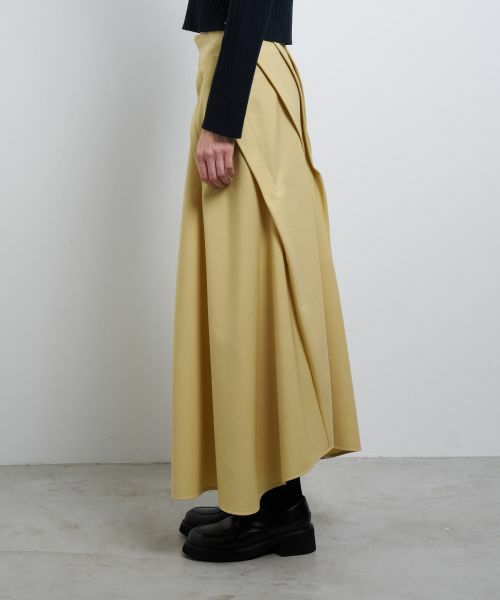 LANVIN en Bleu / ランバン オン ブルー ロング・マキシ丈スカート | ウールギャバランダムタックスカート | 詳細9