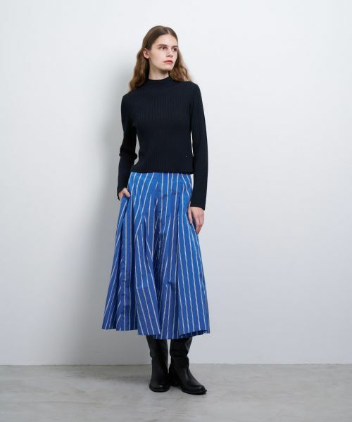 LANVIN en Bleu / ランバン オン ブルー ロング・マキシ丈スカート | FABRICAタフタストライプタフタフレアスカート | 詳細1