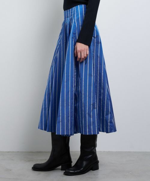 LANVIN en Bleu / ランバン オン ブルー ロング・マキシ丈スカート | FABRICAタフタストライプタフタフレアスカート | 詳細4