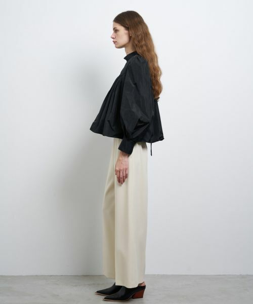 美品 定価28000円 LANVI en Blue フレアブラウス 送料無料 LANVIN en Bleu ブラウス シャツ FABRICAスタンドカラーフレア
