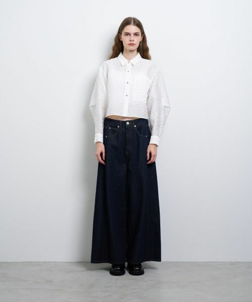LANVIN en Bleu クロップド長袖シャツ セール】 クロップドフレアシャツ （シャツ・ブラウス）｜LANVIN