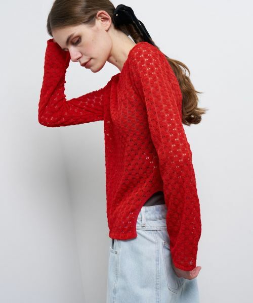 LANVIN en Bleu / ランバン オン ブルー Tシャツ | カーブスリットレーストップス | 詳細10