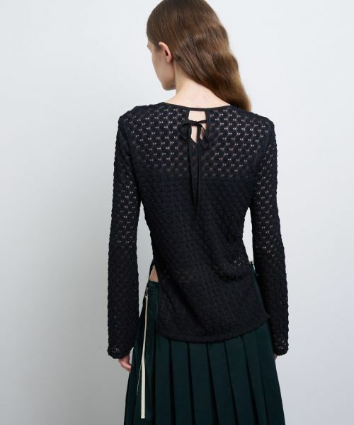 LANVIN en Bleu / ランバン オン ブルー Tシャツ | カーブスリットレーストップス | 詳細5