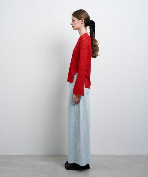 LANVIN en Bleu / ランバン オン ブルー Tシャツ | カーブスリットレーストップス | 詳細8