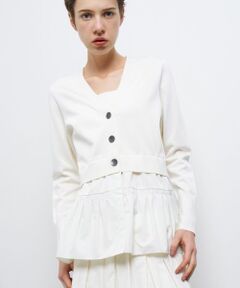 LANVIN en Bleu / ランバン オン ブルー カーディガン・ボレロ | タックペプラムコンビニットカーディガン