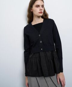 LANVIN en Bleu / ランバン オン ブルー カーディガン・ボレロ | タックペプラムコンビニットカーディガン