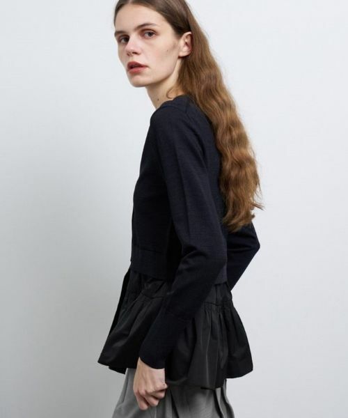 イタリア製 LANVIN ファーストライン ドレープ ヘム アルパカ ニット quitan／キタン “Da Vinci”WHOLE-GARMENT KNIT #4260034 SMOKEY