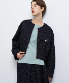 LANVIN en Bleu / ランバン オン ブルー テーラードジャケット | ツイードノーカラーブルゾンジャケット