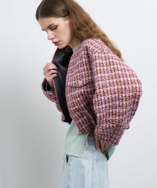 LANVIN en Bleu / ランバン オン ブルー テーラードジャケット | ツイードノーカラーブルゾンジャケット | 詳細10