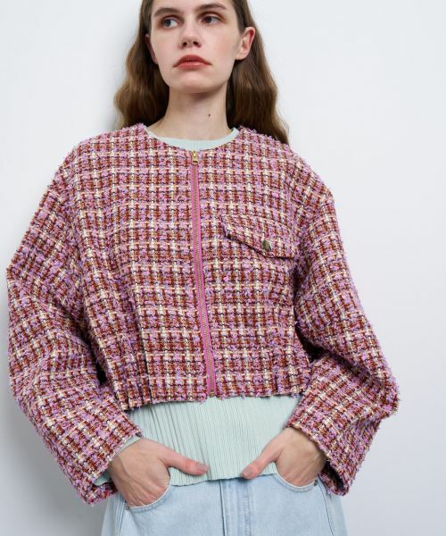 LANVIN en Bleu / ランバン オン ブルー テーラードジャケット | ツイードノーカラーブルゾンジャケット | 詳細12