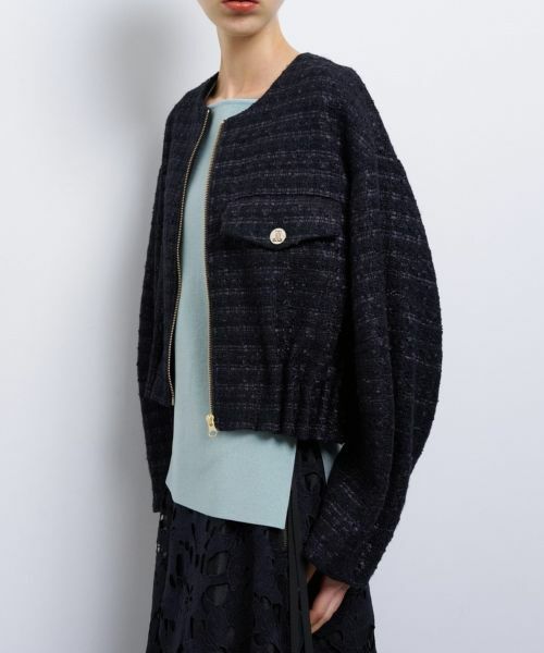 LANVIN en Bleu / ランバン オン ブルー テーラードジャケット | ツイードノーカラーブルゾンジャケット | 詳細4