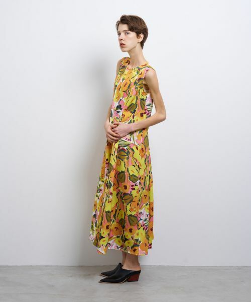 LANVIN ベージュ フリル袖 ワンピース 38（ランダムタック