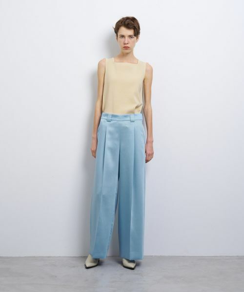 LANVIN en Bleu / ランバン オン ブルー その他パンツ | シルキーダブルクロスストレートワイドパンツ | 詳細1