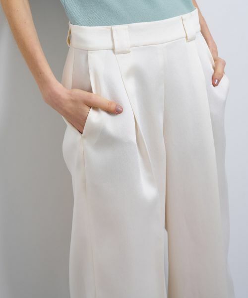 LANVIN en Bleu / ランバン オン ブルー その他パンツ | シルキーダブルクロスストレートワイドパンツ | 詳細13