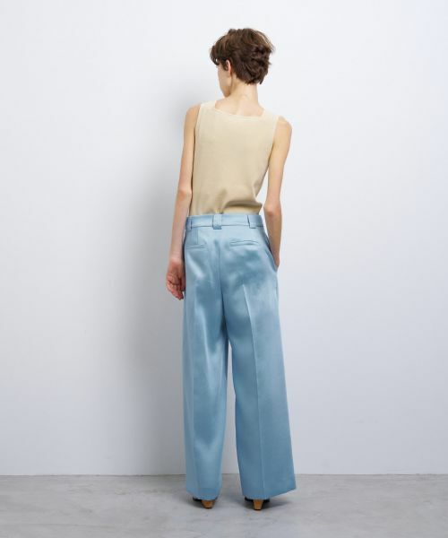 LANVIN en Bleu / ランバン オン ブルー その他パンツ | シルキーダブルクロスストレートワイドパンツ | 詳細3