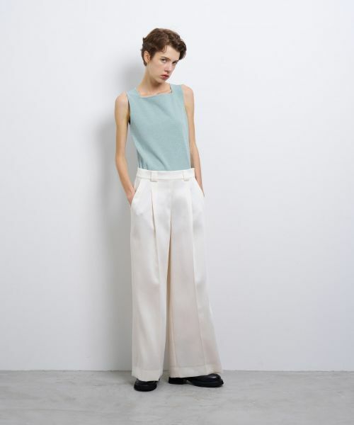 LANVIN en Bleu / ランバン オン ブルー その他パンツ | シルキーダブルクロスストレートワイドパンツ | 詳細8