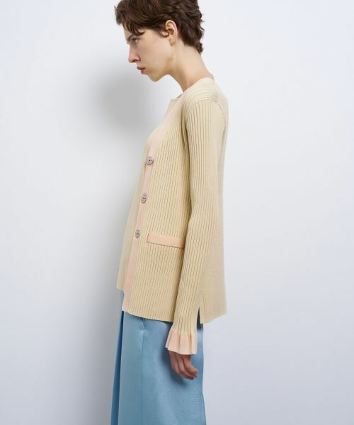 LANVIN en Bleu / ランバン オン ブルー カーディガン・ボレロ | バイカラー�ネックリブカーディガン | 詳細14