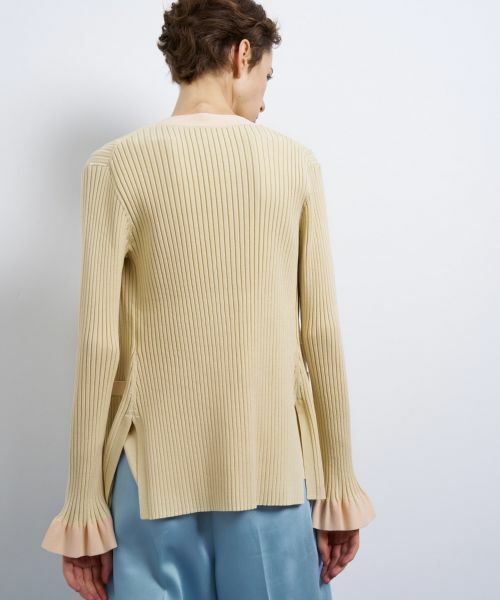 LANVIN en Bleu / ランバン オン ブルー カーディガン・ボレロ | バイカラー�ネックリブカーディガン | 詳細15