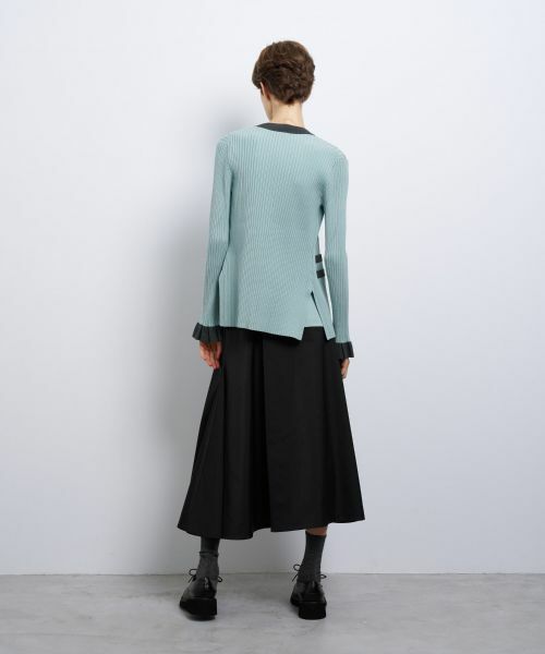 LANVIN en Bleu / ランバン オン ブルー カーディガン・ボレロ | バイカラー�ネックリブカーディガン | 詳細3