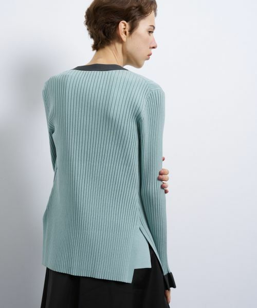 LANVIN en Bleu / ランバン オン ブルー カーディガン・ボレロ | バイカラー�ネックリブカーディガン | 詳細5