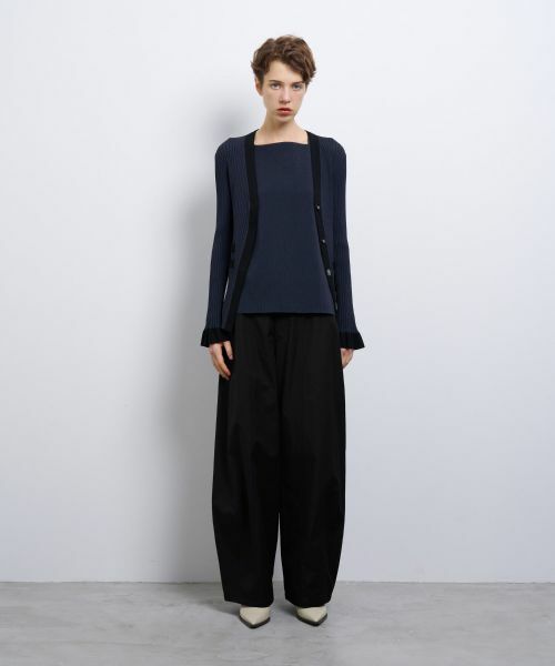 LANVIN en Bleu / ランバン オン ブルー カーディガン・ボレロ | バイカラー�ネックリブカーディガン | 詳細6