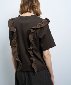 LANVIN en Bleu / ランバン オン ブルー Tシャツ | アシンメタフタフリルコンビカットソー