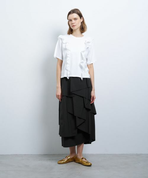 LANVIN en Bleu / ランバン オン ブルー アシンメタフタフリルコンビカットソー アシンメタフタフリルコンビカットソー|LANVIN en Bleu | LANVIN