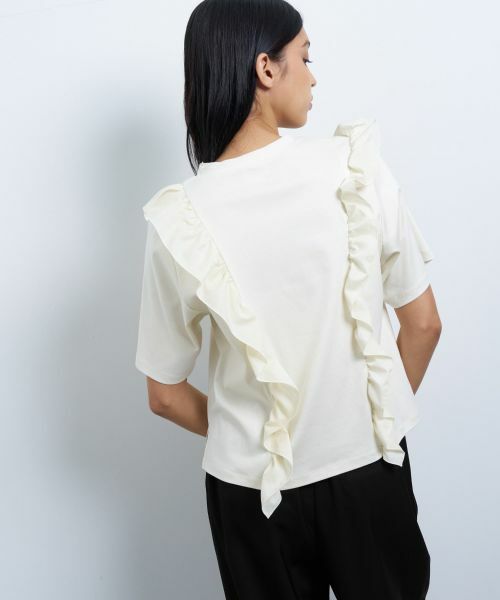 LANVIN en Bleu / ランバン オン ブルー Tシャツ | アシンメタフタフリルコンビカットソー | 詳細14