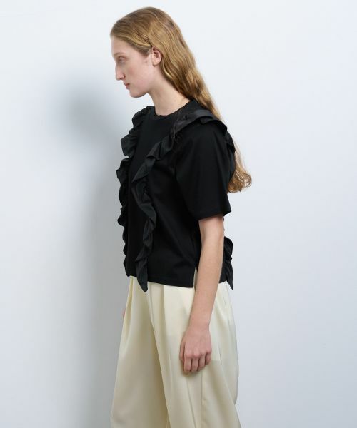 LANVIN en Bleu / ランバン オン ブルー Tシャツ | アシンメタフタフリルコンビカットソー | 詳細21