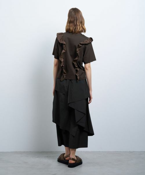 LANVIN en Bleu / ランバン オン ブルー Tシャツ | アシンメタフタフリルコンビカットソー | 詳細25