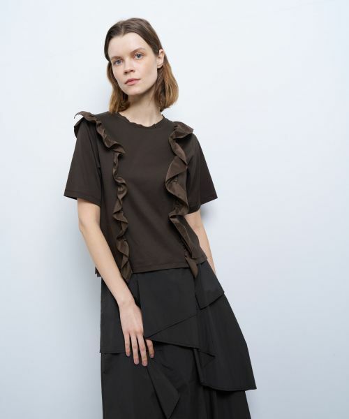 LANVIN en Bleu / ランバン オン ブルー Tシャツ | アシンメタフタフリルコンビカットソー | 詳細26