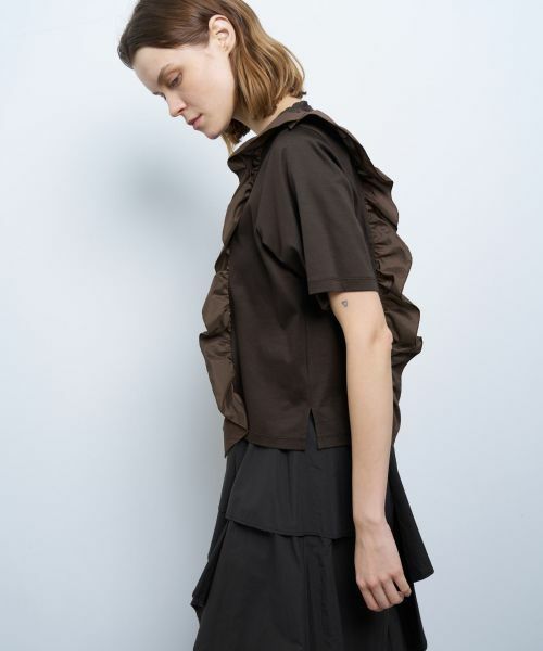 LANVIN en Bleu　ショルダーフリル　カットソー アシンメタフタフリルコンビカットソー|LANVIN en Bleu | LANVIN