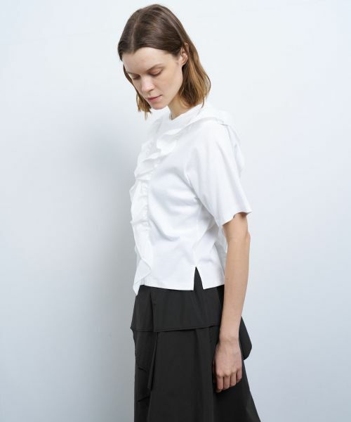 LANVIN en Bleu / ランバン オン ブルー Tシャツ | アシンメタフタフリルコンビカットソー | 詳細5