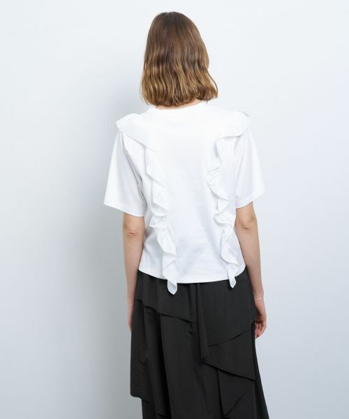 LANVIN en Bleu / ランバン オン ブルー Tシャツ | アシンメタフタフリルコンビカットソー | 詳細6