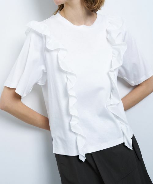 LANVIN en Bleu / ランバン オン ブルー Tシャツ | アシンメタフタフリルコンビカットソー | 詳細7