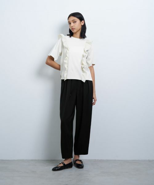 LANVIN en Bleu / ランバン オン ブルー Tシャツ | アシンメタフタフリルコンビカットソー | 詳細9