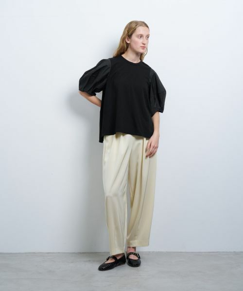 LANVIN en Bleu / ランバン オン ブルー Tシャツ | コクーンスリーブコンビカットソー | 詳細1