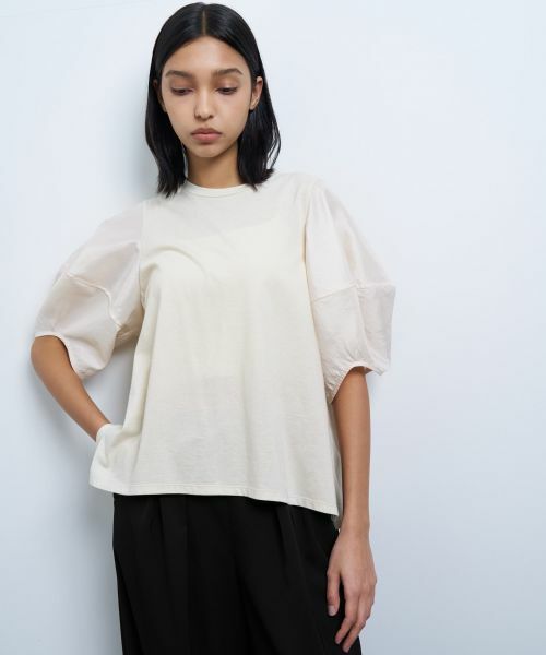 LANVIN en Bleu / ランバン オン ブルー Tシャツ | コクーンスリーブコンビカットソー | 詳細11