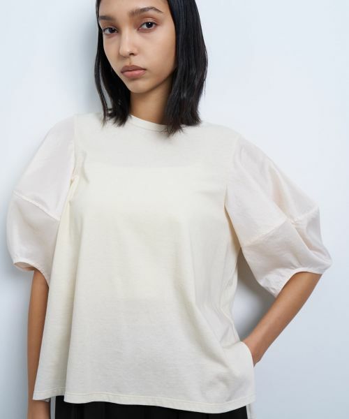 LANVIN en Bleu / ランバン オン ブルー Tシャツ | コクーンスリーブコンビカットソー | 詳細14