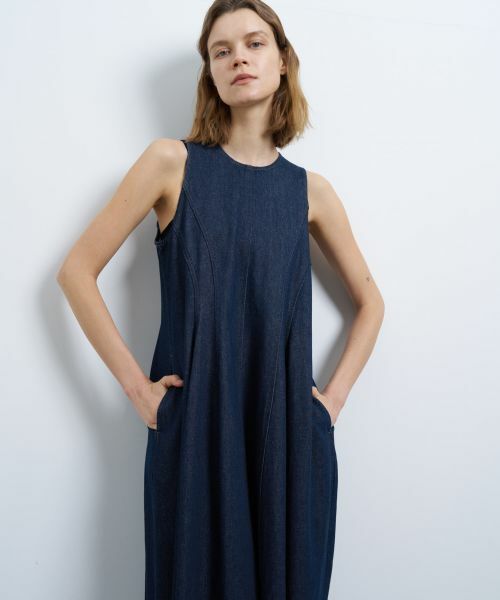 ランバンオンブルー ノースリーブ ワンピース セール】 デニムノースリーブワンピース (ドレス)|LANVIN en